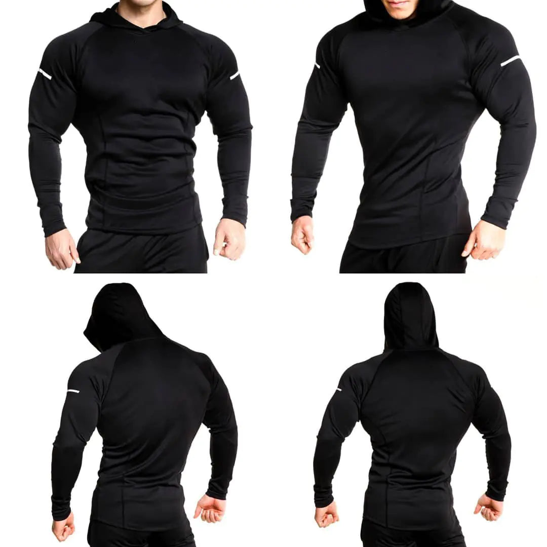 Men's Long Sleeve Hooded Training Shirt - Quick Dry