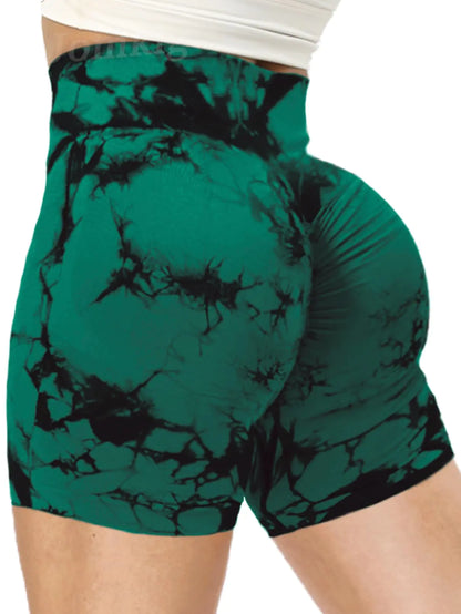 Jomkig Butt Scrunch Seamless Shorts for Women High Waist Seamless Workout Yoga Gym Running Biker Shorts Dark Green Large