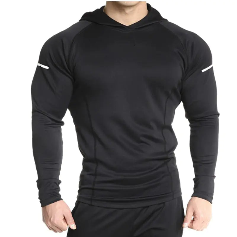 Men's Long Sleeve Hooded Training Shirt - Quick Dry