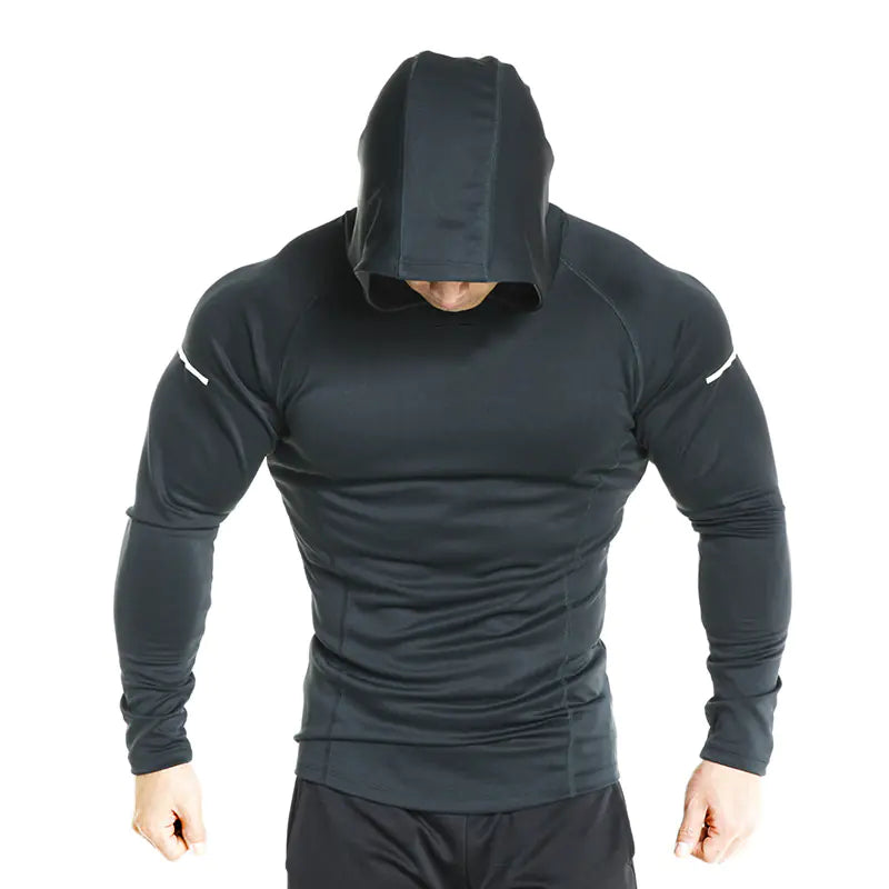 Men's Long Sleeve Hooded Training Shirt - Quick Dry