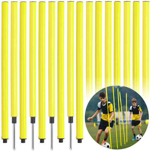 Lenwen 12 Pcs Soccer Training Poles Agility Poles Sports Coaching Sticks for Soccer Football Training Agile Training and Outdoor Sports Training Equipment (Yellow6 ft)
