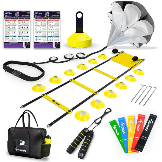 STUHOO Agility Training Equipment Set |Soccer Training Equipment for Kids | Agility Ladder Speed Training Equipment with Bag | Football Training Equipment for Youth Cones for Footwork